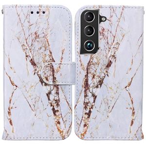 huismerk Voor Samsung Galaxy S22 5G Horizontale Flip Phone Lederen Case met Houder & Card Slots & Photo Frame & Wallet (White Grind)