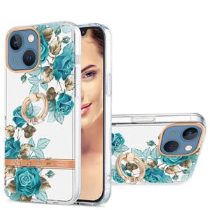 huismerk Ring IMD Flowers TPU Phone Case For iPhone 13 mini(Blue Rose)