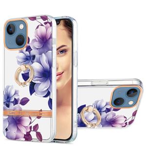 huismerk Ring IMD Flowers TPU Phone Case For iPhone 13 mini(Purple Begonia)