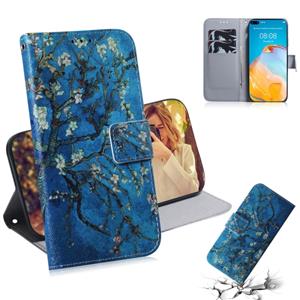 Huismerk Voor Huawei P40 3D Gekleurde tekening Horizontale Flip Lederen Case met Holder & Card Slot & Wallet (Prunus Armeniëca)