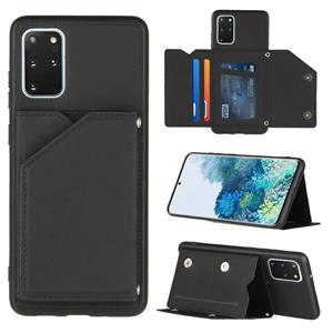 huismerk Voor Samsung Galaxy S20+ Skin Feel PU + TPU + PC Back Cover Shockproof Case met Card Slots & Holder & Photo Frame(Zwart)