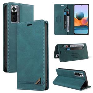 huismerk For Xiaomi Redmi Note 10 Pro Skin Feel Anti-theft Brush Horizontal Flip Leather Case with Holder & Card Slots & Wallet(Blue)