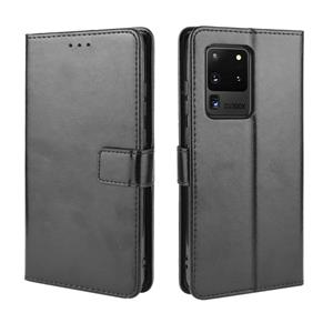 huismerk Voor Galaxy S20 Ultra/S20 Ultra 5G Retro Crazy Horse Texture Horizontal Flip Leather Case met Holder & Card Slots & Photo Frame(Black)