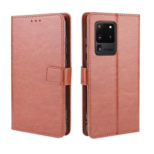 huismerk Voor Galaxy S20 Ultra/S20 Ultra 5G Retro Crazy Horse Texture Horizontal Flip Leather Case met Holder & Card Slots & Photo Frame(Brown)