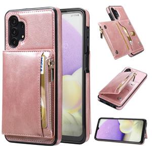 huismerk For Samsung Galaxy A32 5G Zipper Wallet Bag PU Back Cover Shockrpoof Phone Case with Holder & Card Slots & Wallet(Pink)