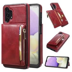 huismerk For Samsung Galaxy A32 5G Zipper Wallet Bag PU Back Cover Shockrpoof Phone Case with Holder & Card Slots & Wallet(Red)