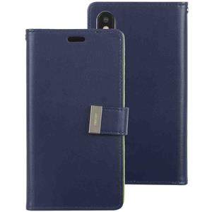 huismerk KWIK GOOSPERY RICH DIARY Crazy Horse textuur horizontale Flip lederen case voor iPhone XS Max met kaartsleuven & portemonnee (donkerblauw)