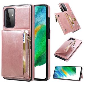 huismerk For Samsung Galaxy A72 5G / 4G Zipper Wallet Bag PU Back Cover Shockrpoof Phone Case with Holder & Card Slots & Wallet(Pink)