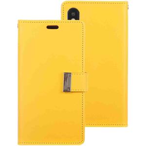 huismerk KWIK GOOSPERY RICH DIARY Crazy Horse textuur horizontale Flip lederen case voor iPhone XS Max met kaartsleuven & portemonnee (geel)