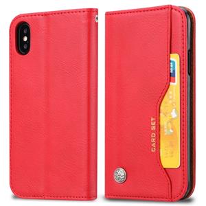 huismerk Knead huidtextuur horizontale Flip lederen case voor iPhone XS Max met foto frame & houder & kaartsleuven & portemonnee (rood)