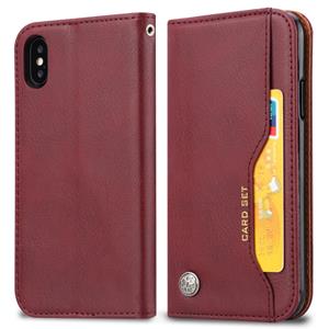 huismerk Knead huidtextuur horizontale Flip lederen case voor iPhone XS Max met foto frame & houder & kaartsleuven & portemonnee (wijn rood)