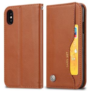 huismerk Knead huidtextuur horizontaal Flip lederen case voor iPhone XS Max met foto frame & houder & kaartsleuven & portemonnee (bruin)