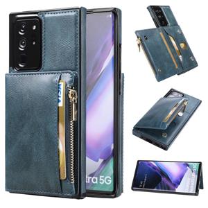 huismerk For Samsung Galaxy Note20 Ultra Zipper Wallet Bag PU Back Cover Shockrpoof Phone Case with Holder & Card Slots & Wallet(Blue)