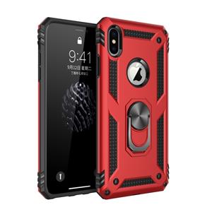 huismerk Armor Shockproof TPU + PC Beschermhoes voor iPhone XS Max met 360 graden rotatiehouder (rood)