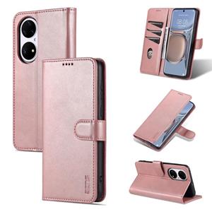 AZNS For Huawei P50 Pro  Skin Feel Calf Texture Horizontal Flip Leather Case with Card Slots & Holder & Wallet(Rose Gold)