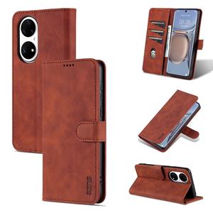 AZNS For Huawei P50 Pro  Skin Feel Calf Texture Horizontal Flip Leather Case with Card Slots & Holder & Wallet(Brown)