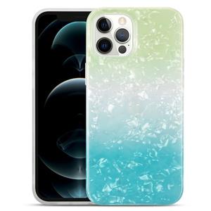 huismerk Gradiënt kleur shell textuur IMD TPU schokbestendig geval voor iPhone 13 (gradiënt groen blauw)