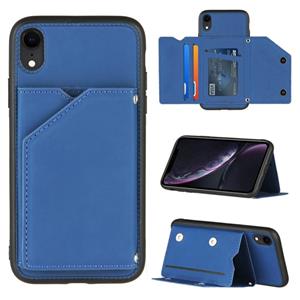 huismerk Skin Feel PU + TPU + PC Back Cover Shockproof Case met Kaartslots & Houder & Fotolijst Voor iPhone XR(Royal Blue)