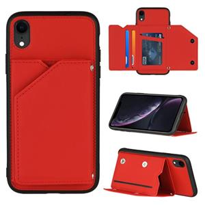 huismerk Skin Feel PU + TPU + PC Back Cover Shockproof Case met Kaartslots & Fotolijst Voor iPhone XR(Rood)