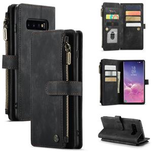 Voor Samsung Galaxy S10 Caseme-C30 PU + TPU Multifunctionele Horizontale Flip Lederen Case Met Houder & Card Slot & Portemonnee & Rits Pocket (Zwart)