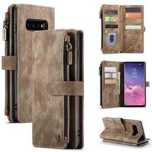 Voor Samsung Galaxy S10 Caseme-C30 PU + TPU Multifunctionele Horizontale Flip Lederen Case met Houder & Card Slot & Portemonnee & Rits Pocket (Brown)