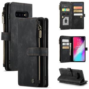 Voor Samsung Galaxy S10 + Caseme-C30 PU + TPU Multifunctionele Horizontale Flip Lederen Case met Houder & Card Slot & Portemonnee & Rits Pocket (Zwart