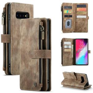 Voor Samsung Galaxy S10 + Caseme-C30 PU + TPU Multifunctionele Horizontale Flip Lederen Case Met Houder & Card Slot & Portemonnee & Rits Pocket (Bruin