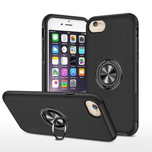 huismerk PC + TPU schokbestendige magnetische beschermhoes met onzichtbare ring houder voor iPhone 6 (zwart)