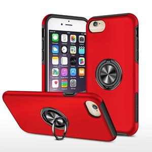 huismerk PC + TPU schokbestendige magnetische beschermhoes met onzichtbare ring houder voor iPhone 6 (rood)