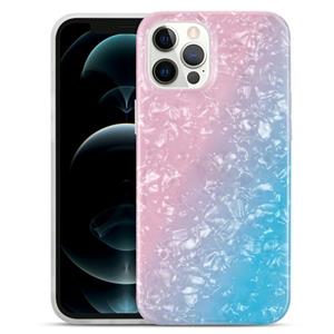 huismerk Gradiënt kleur shell textuur IMD TPU schokbestendig hoesje voor iPhone 13 Pro (gradiënt roze blauw)