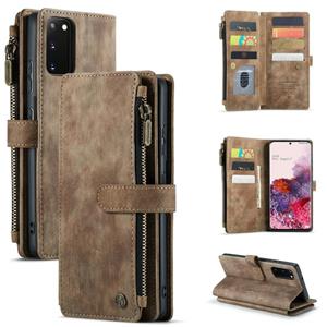 Voor Samsung Galaxy S20 5G CASEME-C30 PU + TPU Multifunctionele Horizontale Flip Leren Case met Houder & Card Slot & Portemonnee & Rits Pocket (Bruin)