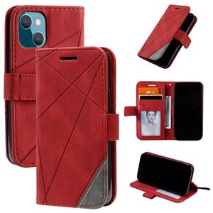 huismerk Huid Feel Splicing Horizontale Flip Leren Telefoonhoes Voor iPhone 13