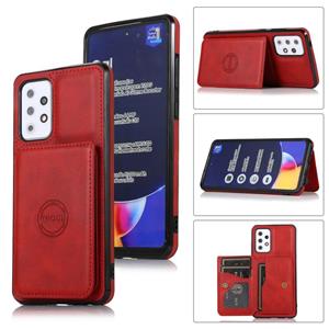 huismerk Voor Samsung Galaxy A52 5G Calf Texture Magnetic Card Bag PU-telefooncase