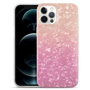 huismerk Gradiënt kleur shell textuur IMD TPU schokbestendig geval voor iPhone 13 Pro (gradiënt oranje roze)