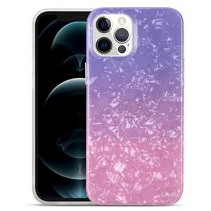 huismerk Gradiënt Kleur Shell Textuur IMD TPU Shockproof Case voor iPhone 13 Pro Max (gradiënt paars roze)