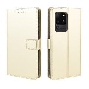 huismerk Voor Galaxy S20 Ultra/S20 Ultra 5G Retro Crazy Horse Texture Horizontal Flip Leather Case met Holder & Card Slots & Photo Frame(Gold)