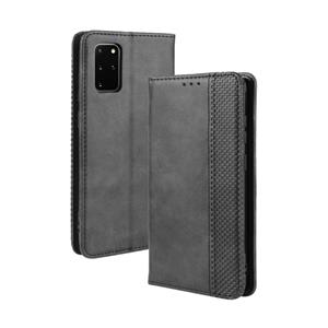 huismerk Voor Galaxy S20+/S20+5G magnetic buckle retro Crazy Horse Texture Horizontal Flip Leather case with Holder & Card Slots & Photo Frame(Black)