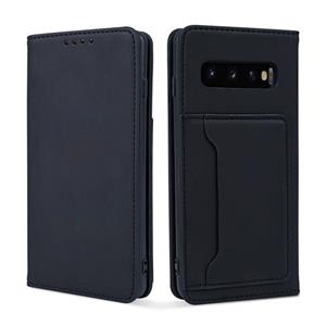 huismerk Voor Samsung Galaxy S10 Strong Magnetism Liquid Feel Horizontal Flip Leather Case met Holder & Card Slots & Wallet(Black)