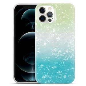 huismerk Gradiënt kleur shell textuur IMD TPU schokbestendig geval voor iphone 13 pro max (gradiënt groen blauw)