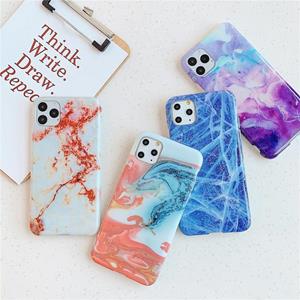 huismerk Voor iPhone 12 TPU Smooth Marbled IMD Mobile Phone Case (Purple Stone F28)