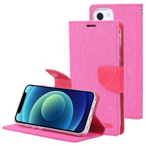 goospery Goosspery Canvas Diary Cross Texture Horizontale Flip Lederen Case met Houder & Card Slots & Portemonnee voor iPhone 13 (Rose Red)