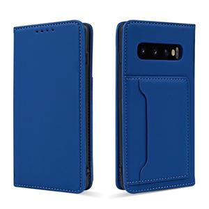 huismerk Voor Samsung Galaxy S10 Strong Magnetism Liquid Feel Horizontal Flip Leather Case met Holder & Card Slots & Wallet(Blue)