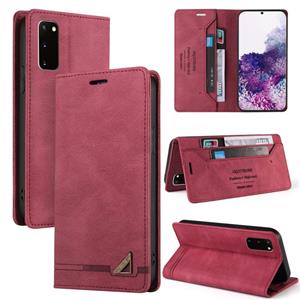 huismerk Voor Samsung Galaxy S20 Skin Feel Anti-Diefstal Borstel Horizontale Flip Leren Case Met Houder & Card Slots & Portemonnee (Wijnrood)