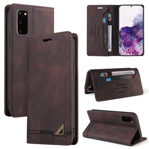 huismerk Voor Samsung Galaxy S20 Skin Feel Anti-Diefstal Borstel Horizontale Flip Lederen Case met Houder & Card Slots & Portemonnee (Bruin)