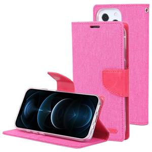 goospery Goofspery Canvas Diary Cross Texture Horizontale Flip Lederen Case met Houder & Card Slots & Portemonnee voor iPhone 13 Pro (Rose Red)