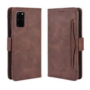 huismerk Voor Galaxy S20+/S20+5G Wallet Style Skin Feel Kalf Patroon Lederen Case met aparte kaartsleuf (Bruin)