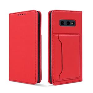 huismerk Voor Samsung Galaxy S10e Strong Magnetism Liquid Feel Horizontal Flip Leather Case met Holder & Card Slots & Wallet(Red)