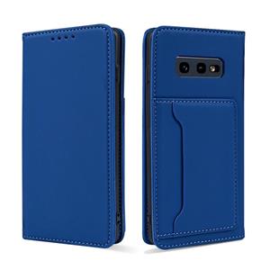 huismerk Voor Samsung Galaxy S10e Strong Magnetism Liquid Feel Horizontal Flip Leather Case met Holder & Card Slots & Wallet(Blue)