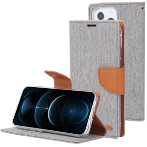 goospery Goosspery Canvas Diary Cross Texture Horizontale Flip Lederen Case met Houder & Card Slots & Portemonnee voor iPhone 13 Pro