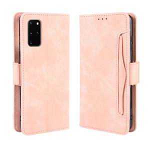 huismerk Voor Galaxy S20+/S20+5G Wallet Style Skin Feel Calf Pattern Lederen Case met aparte kaartsleuf (roze)